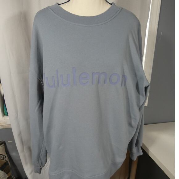 Lululemon Women's 6 Crewneck Sweatshirt Blue Logo Oversized Cotton - Picture 1 of 6